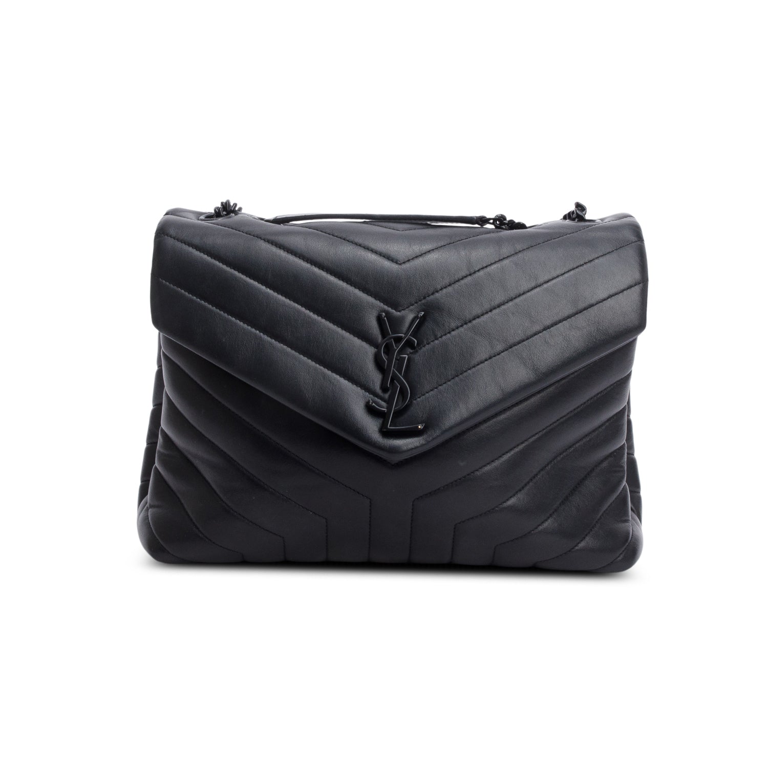 Saint Lauren So Black Y Quilted Leather Medium Loulou Shoulder Bag