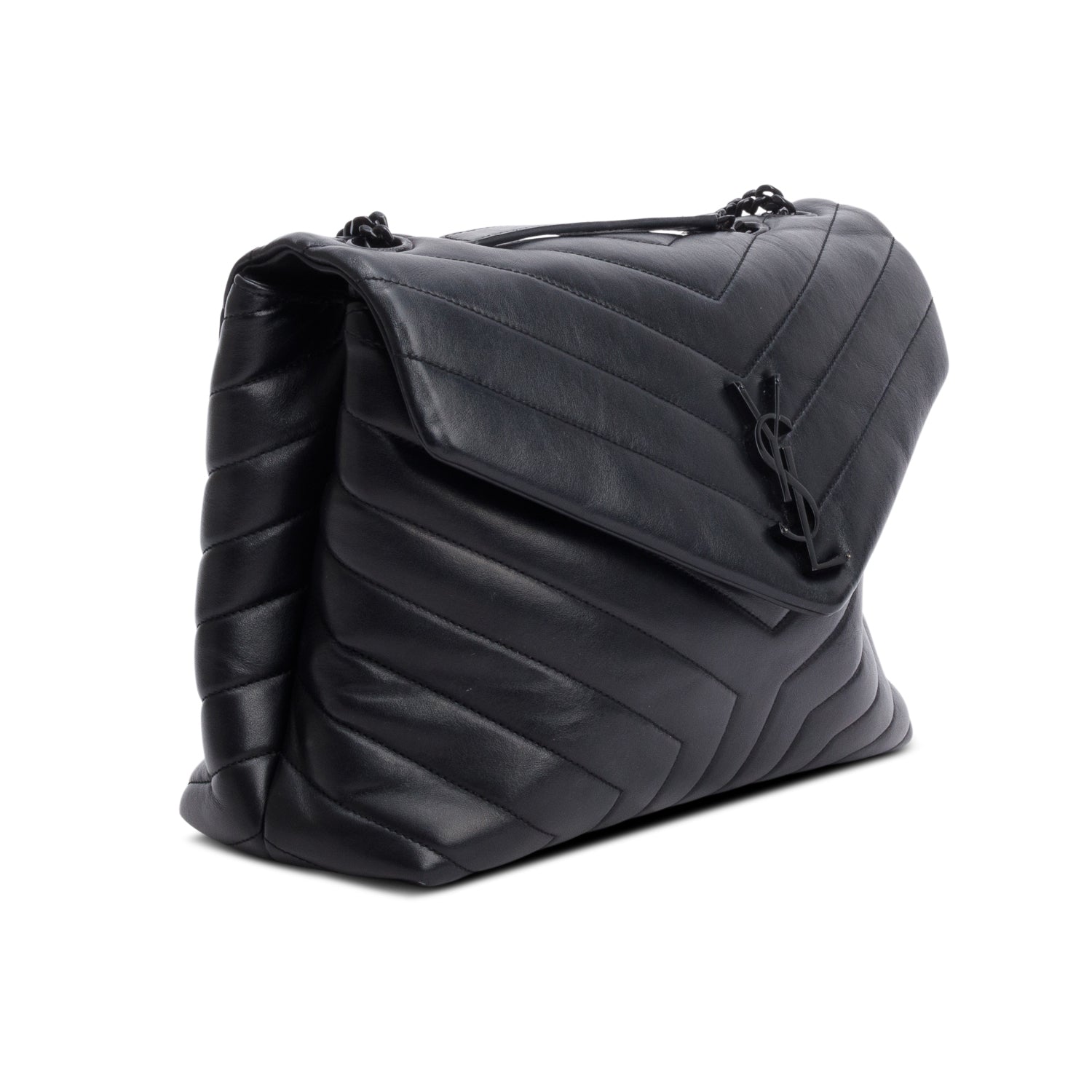 Saint Lauren So Black Y Quilted Leather Medium Loulou Shoulder Bag