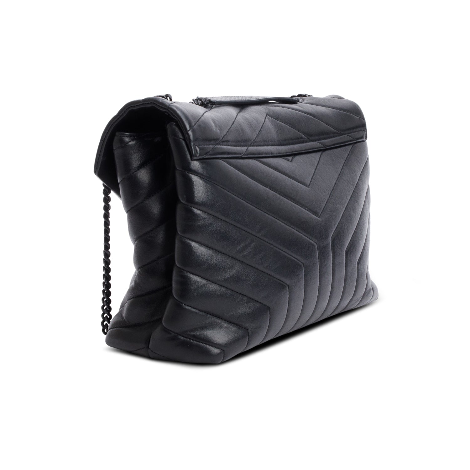 Saint Lauren So Black Y Quilted Leather Medium Loulou Shoulder Bag