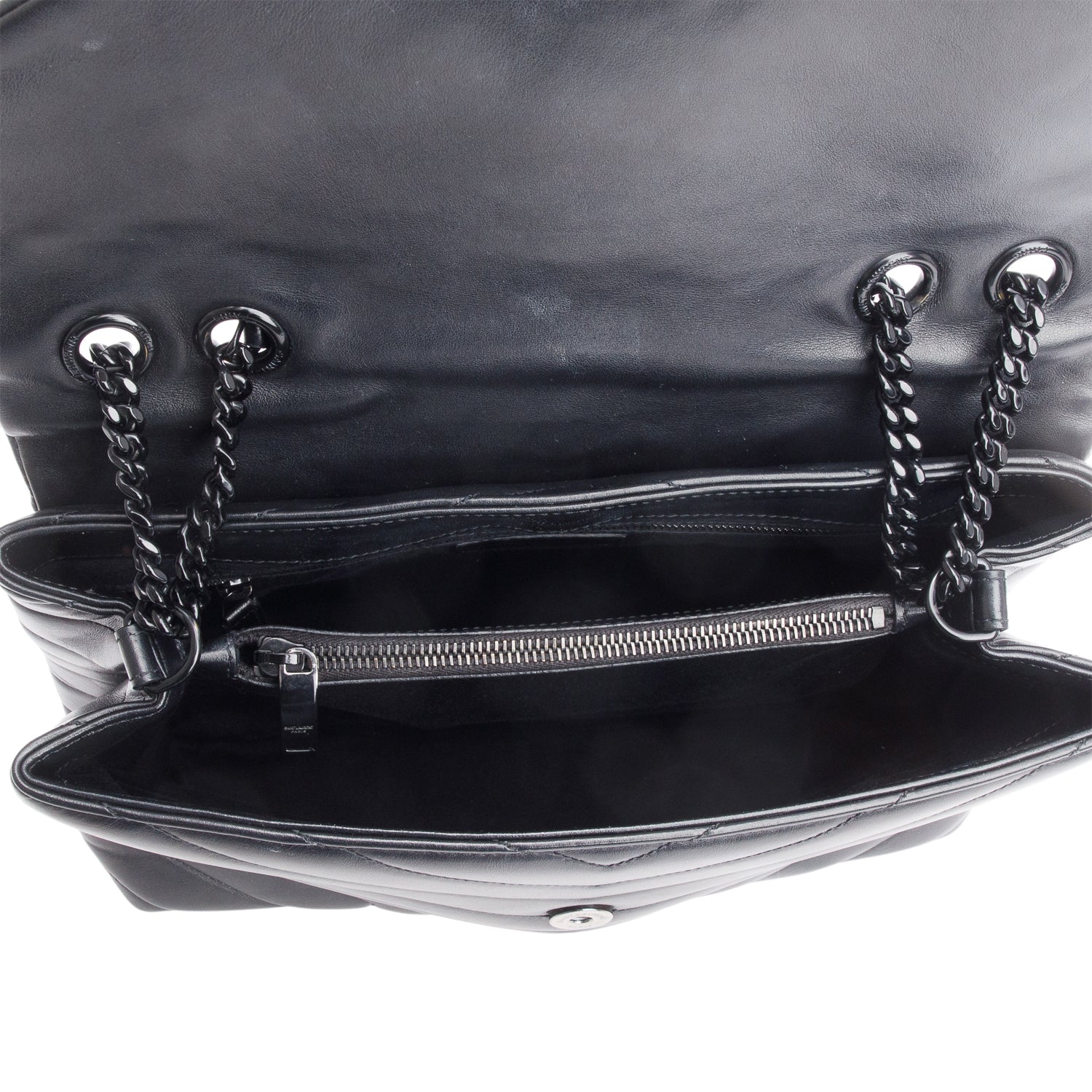 Saint Lauren So Black Y Quilted Leather Medium Loulou Shoulder Bag