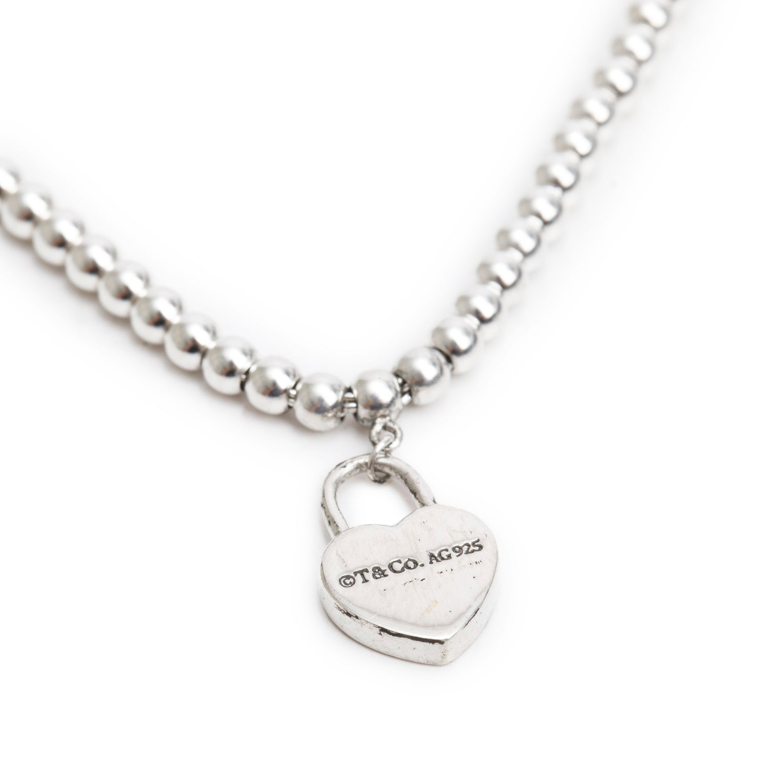Tiffany & Co. Sterling Silver Return to Tiffany Mini Heart Lock 3 MM Bead Bracelet
