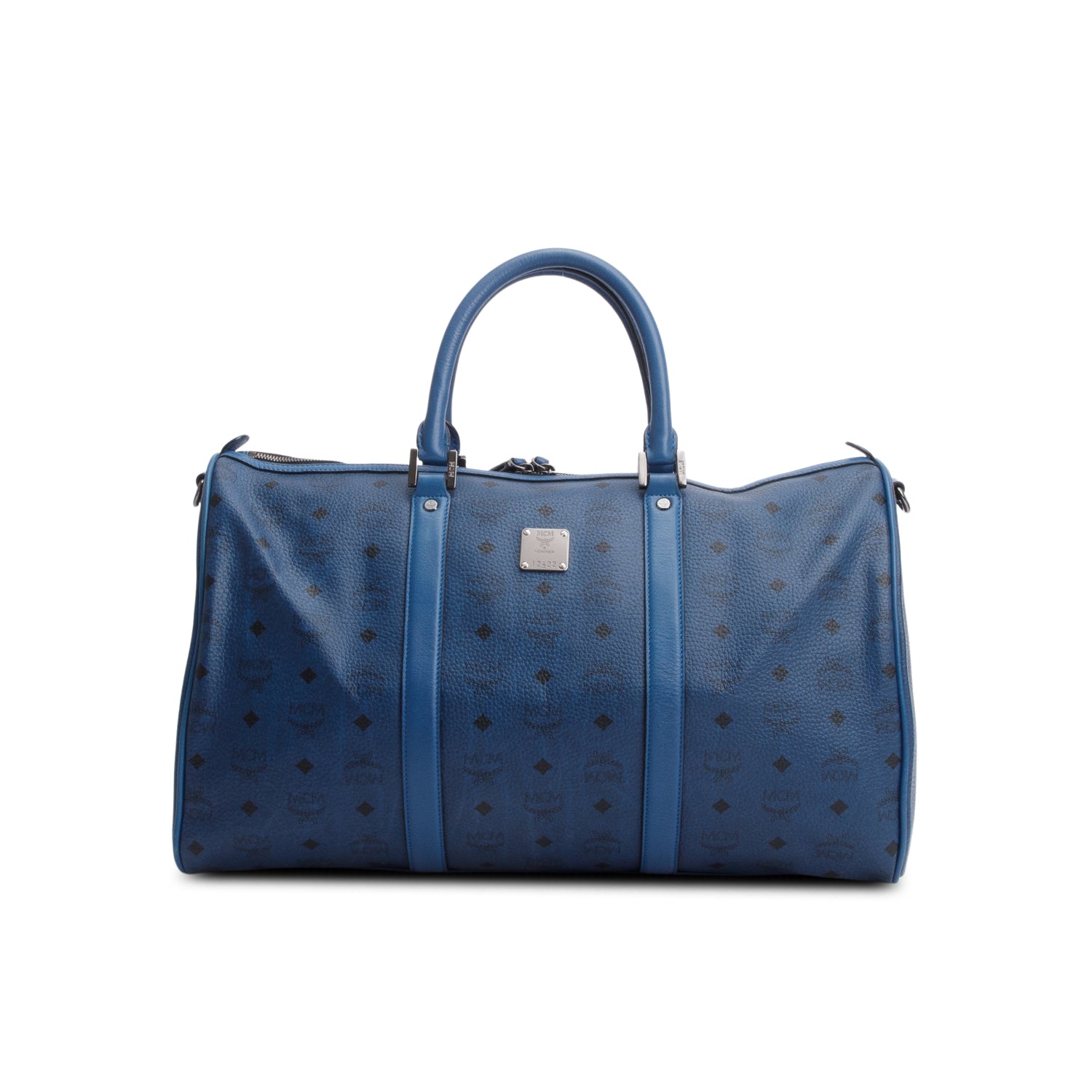 MCM Blue Visetos Ottomar Weekender Bag