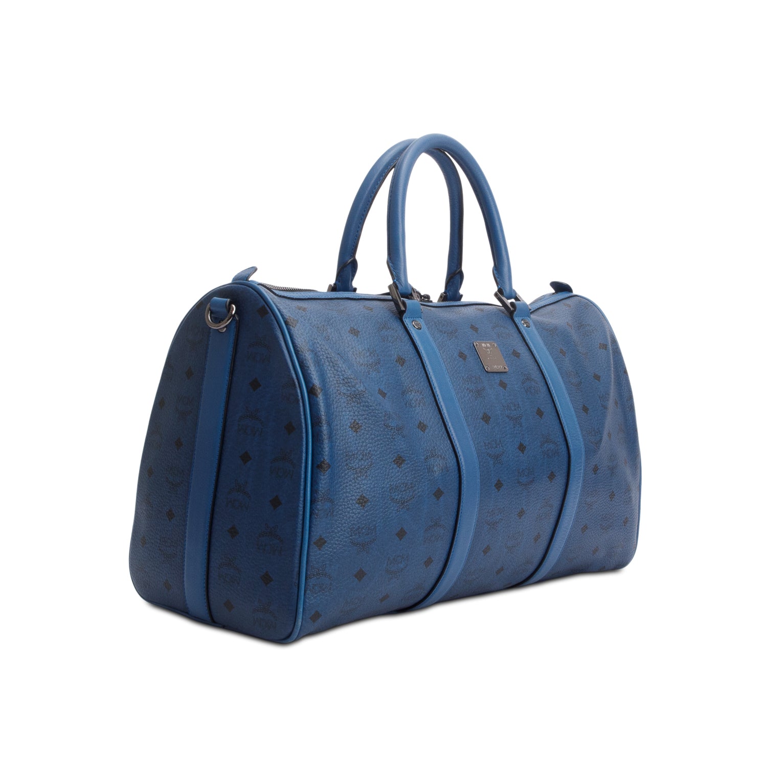 MCM Blue Visetos Ottomar Weekender Bag
