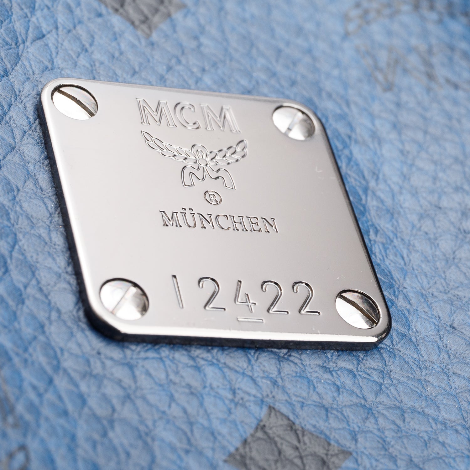 MCM Blue Visetos Ottomar Weekender Bag