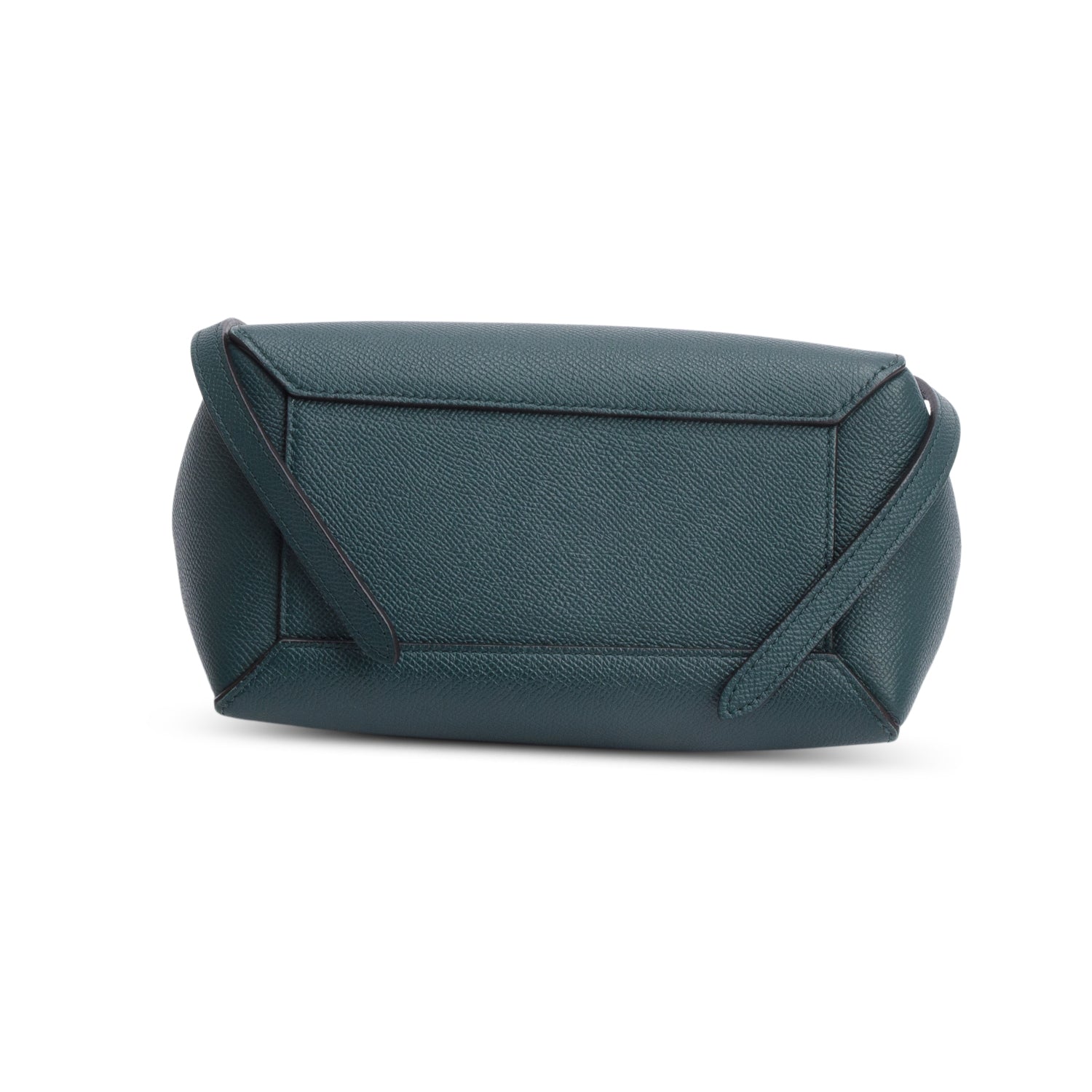 Celine Green Grained Calfskin Leather Nano Belt Bag w/ Strap