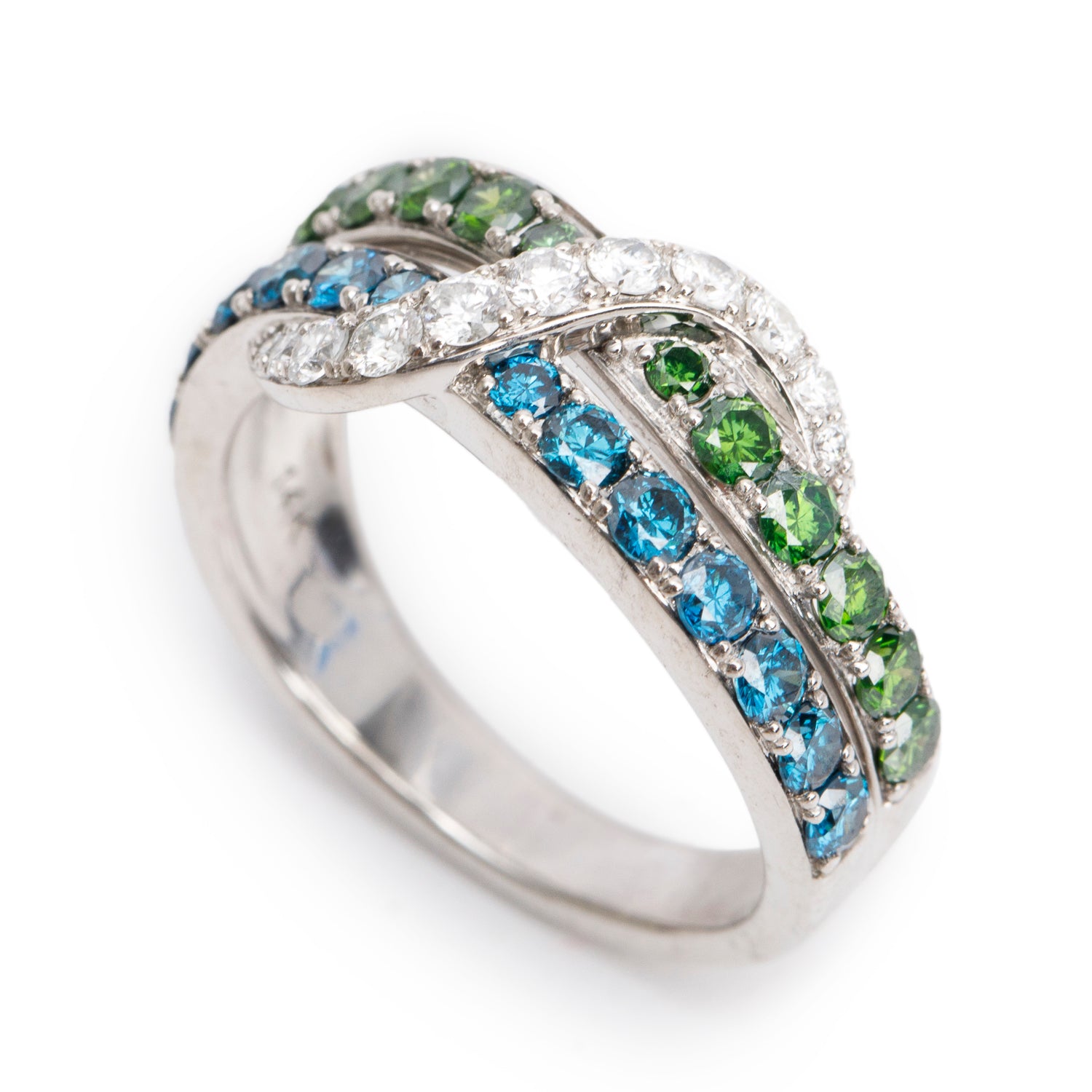 Effy 14k White Gold Multicolor Diamond Ring, Size 7