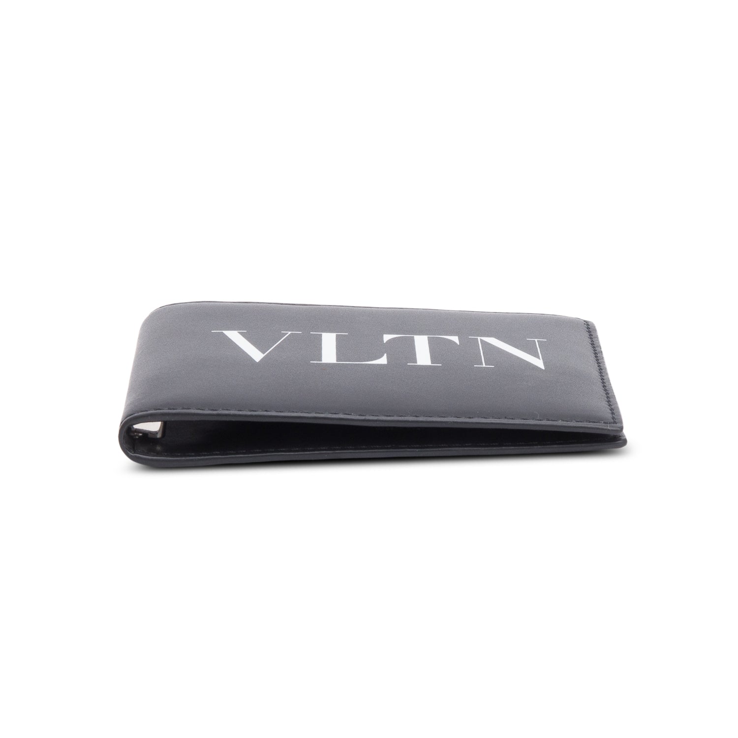Valentino Black Calfskin Leather VLTN Logo Bifold Wallet w/ Box