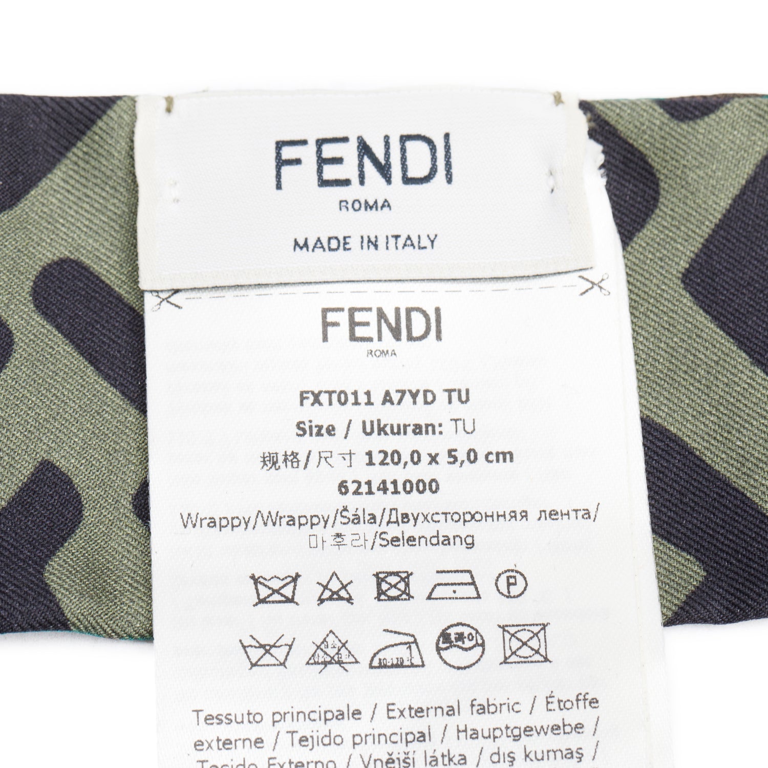 Fendi Green Forest Logo Wrappy Silk Bandeau w/ Box
