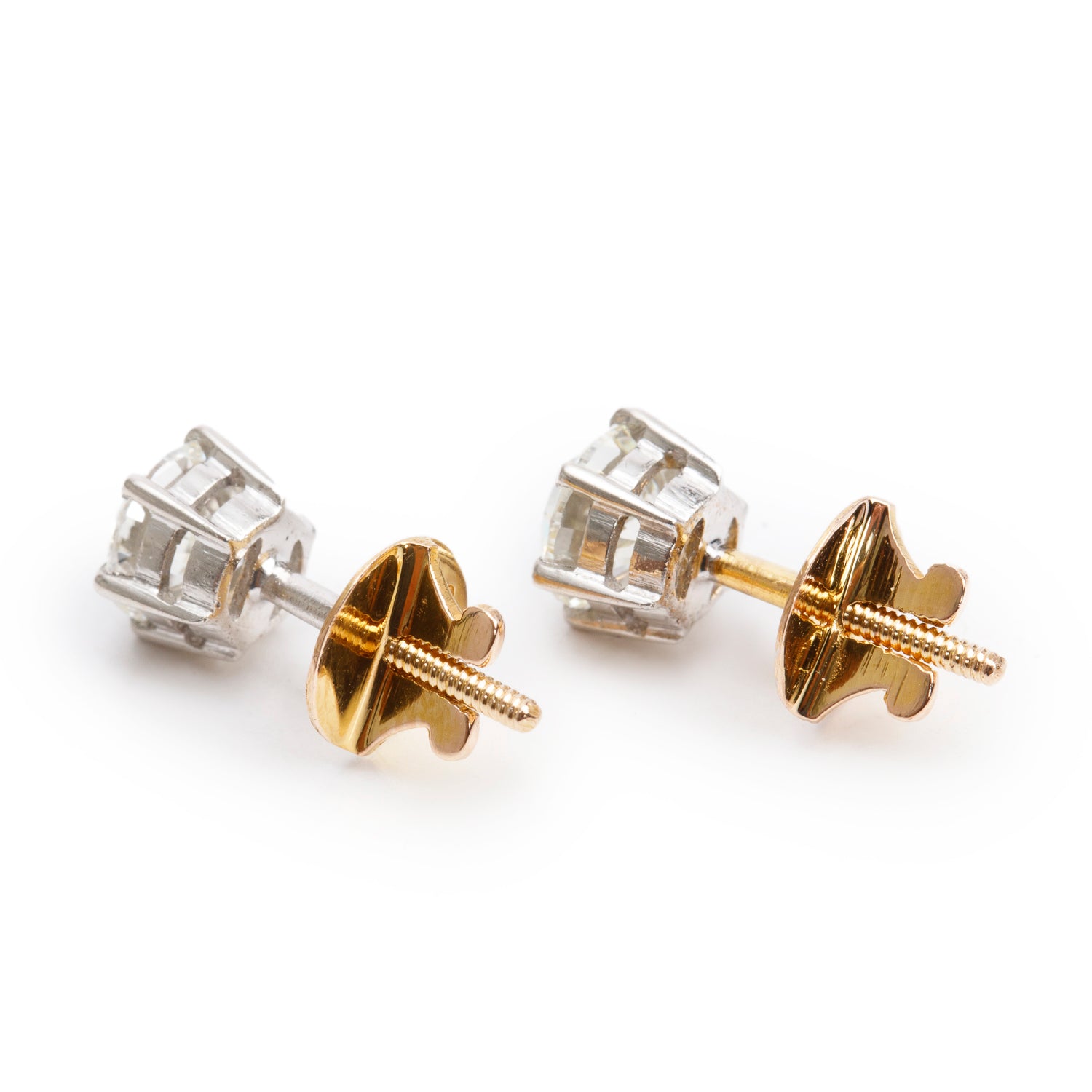 18k Yellow Gold 1.84 tcw. Diamond Stud Earrings