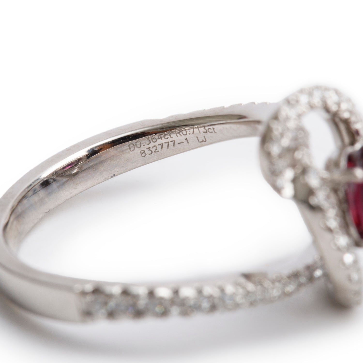 18k White Gold Ruby and Diamond Ring, Size 5.5