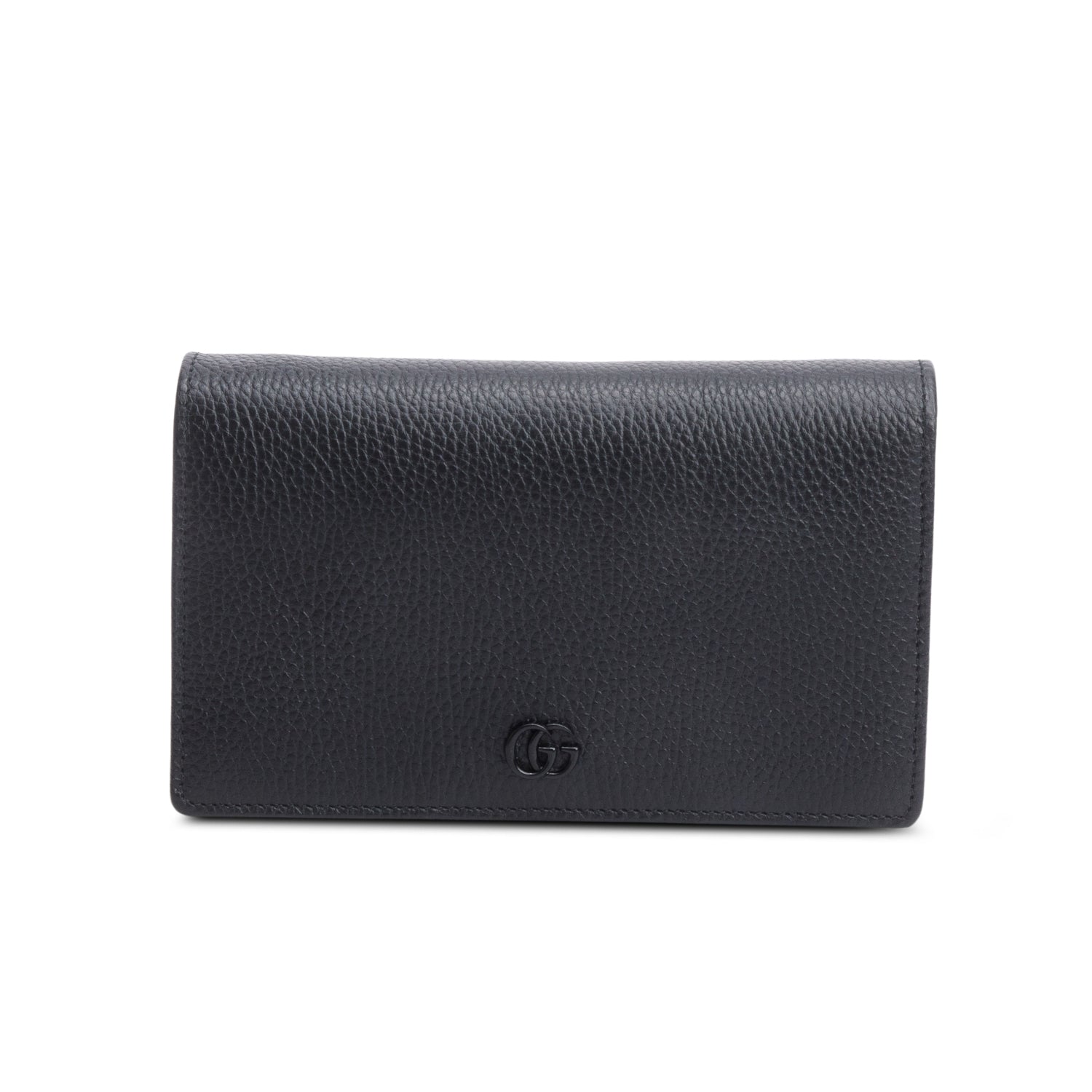 Gucci Black Calfskin Mini GG Marmont Wallet On Chain