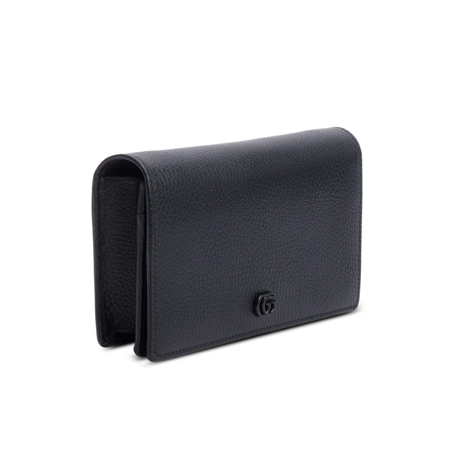 Gucci Black Calfskin Mini GG Marmont Wallet On Chain