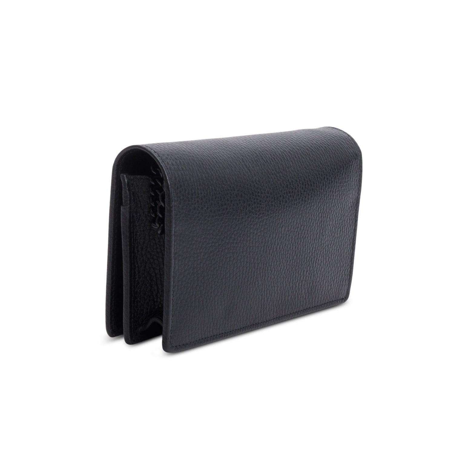 Gucci Black Calfskin Mini GG Marmont Wallet On Chain