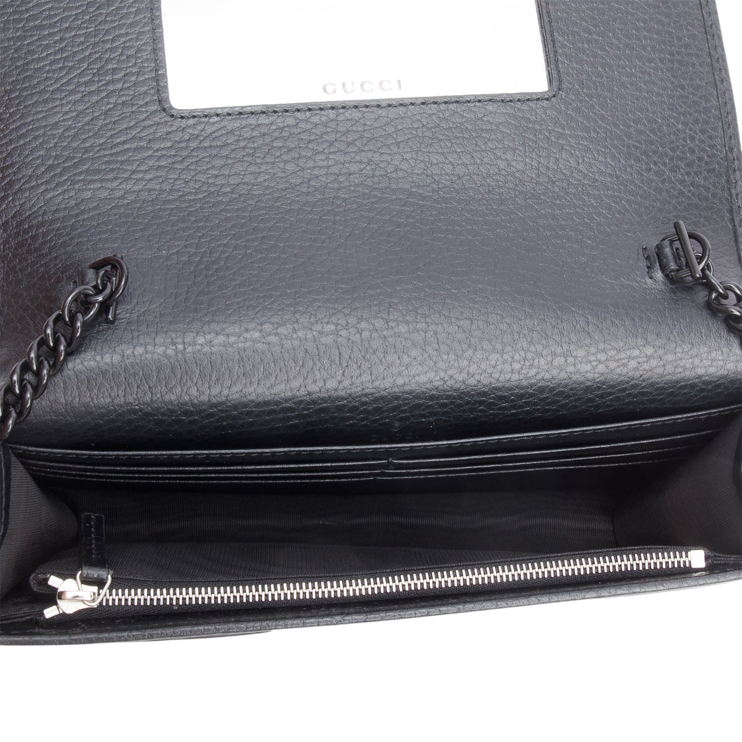 Gucci Black Calfskin Mini GG Marmont Wallet On Chain