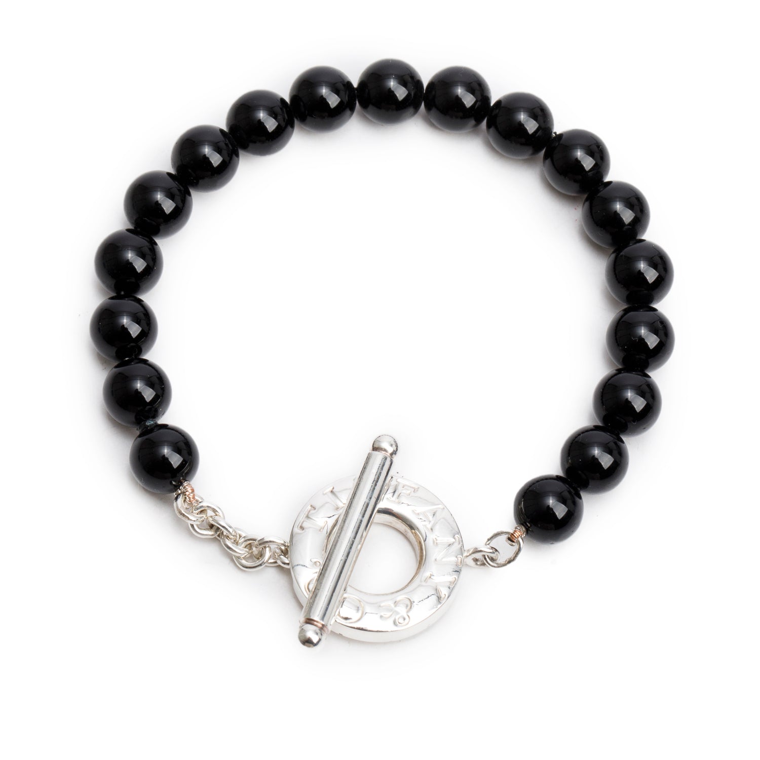 Tiffany & Co. Sterling Silver Black Onyx Bead Toggle Bracelet