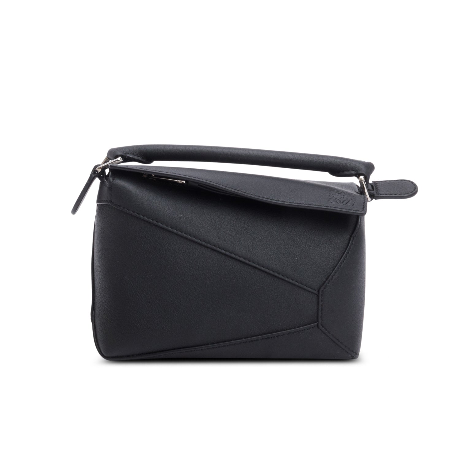 Loewe Black Calfskin Leather Mini Puzzle Edge Bag w/ Strap