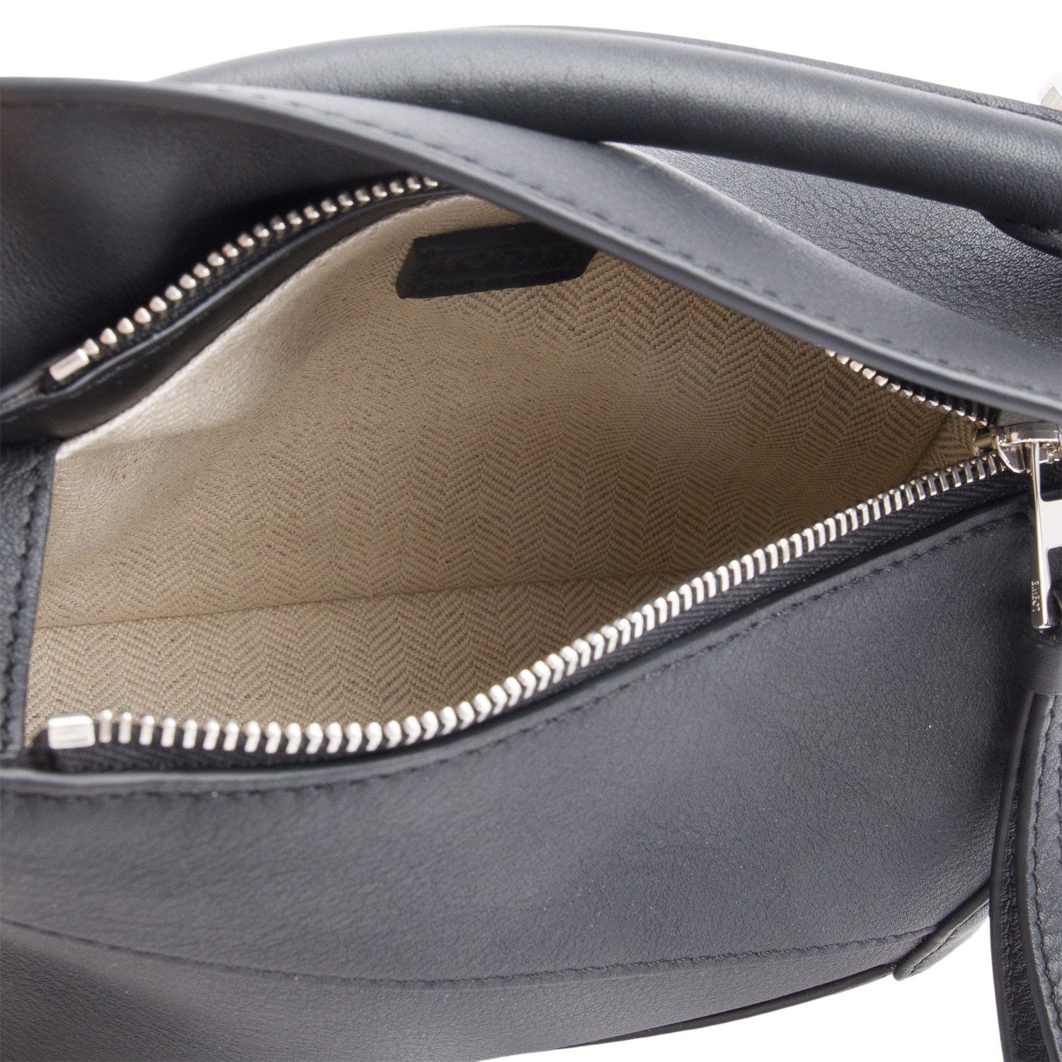 Loewe Black Calfskin Leather Mini Puzzle Edge Bag w/ Strap