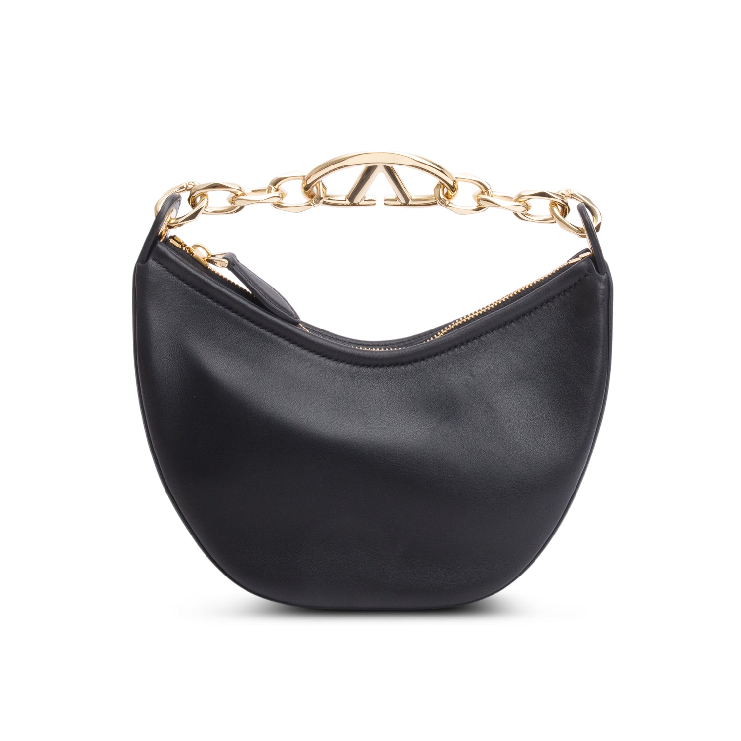 Valentino Black Leather Mini Vlogo Moon Hobo Shoulder Bag w/ Box & Strap