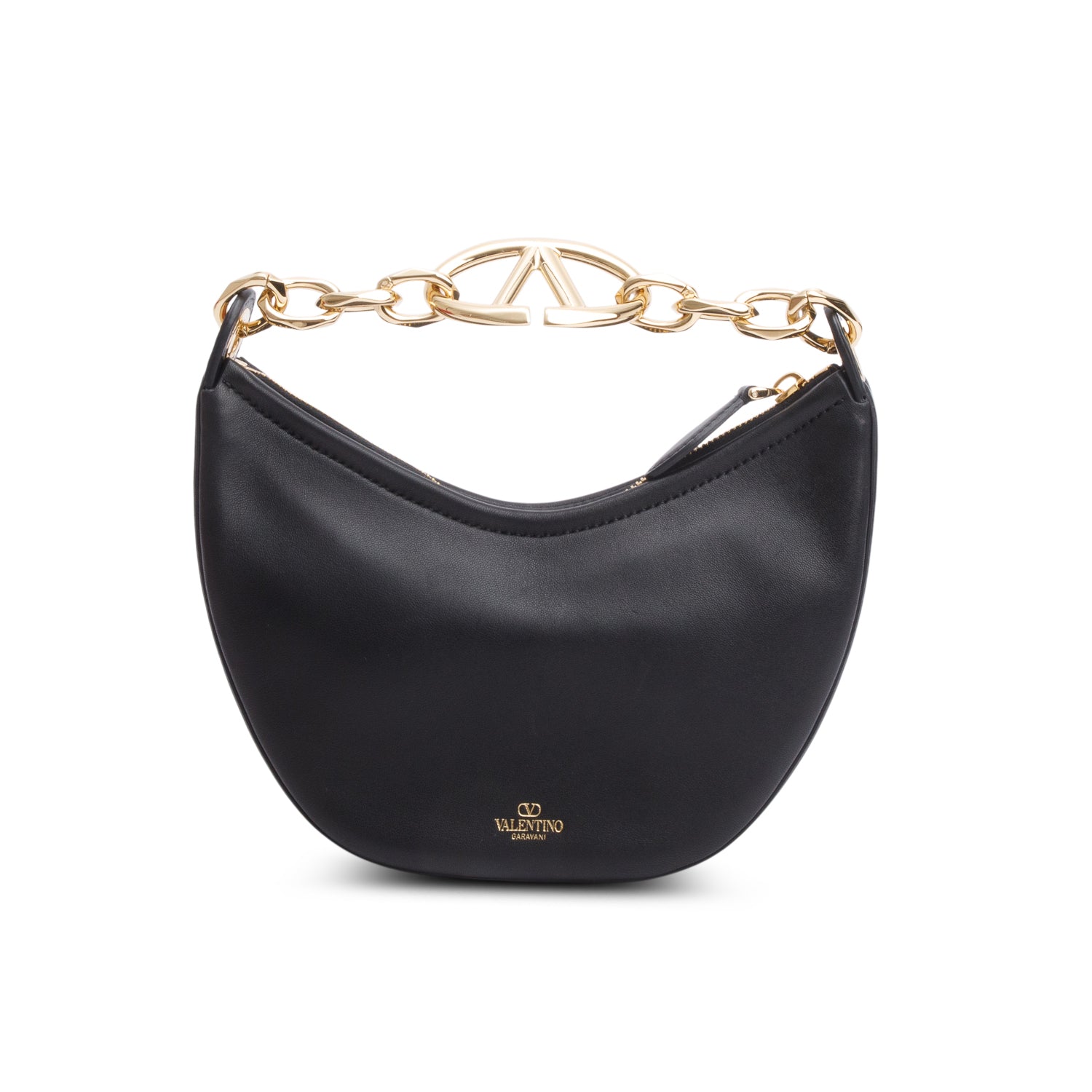 Valentino Black Leather Mini Vlogo Moon Hobo Shoulder Bag w/ Box & Strap