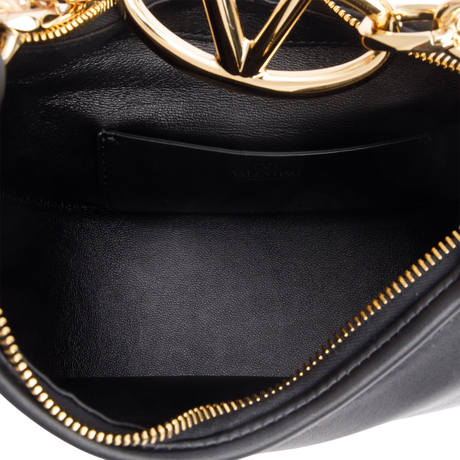 Valentino Black Leather Mini Vlogo Moon Hobo Shoulder Bag w/ Box & Strap