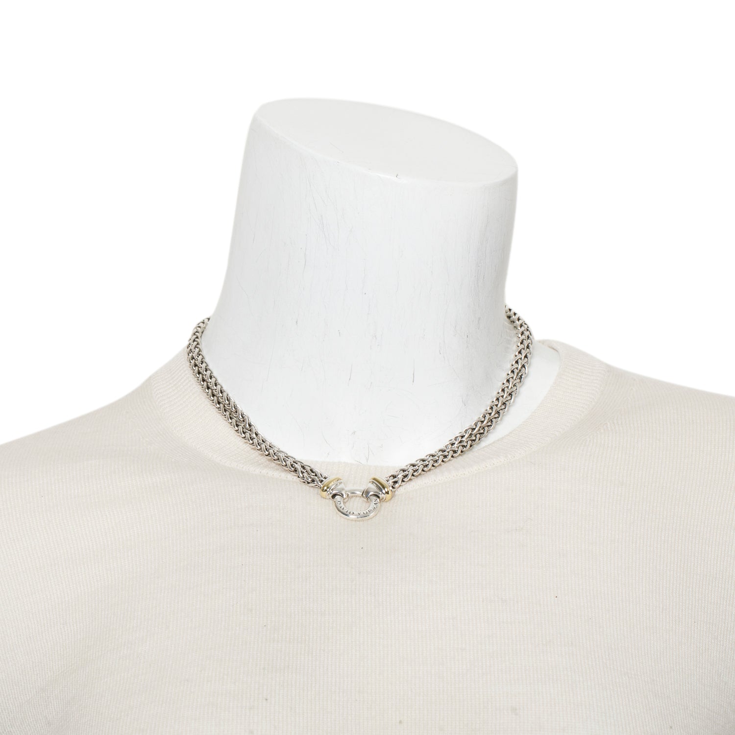 David Yurman Sterling Silver & 18k Yellow Gold Double Wheat Chain Necklace