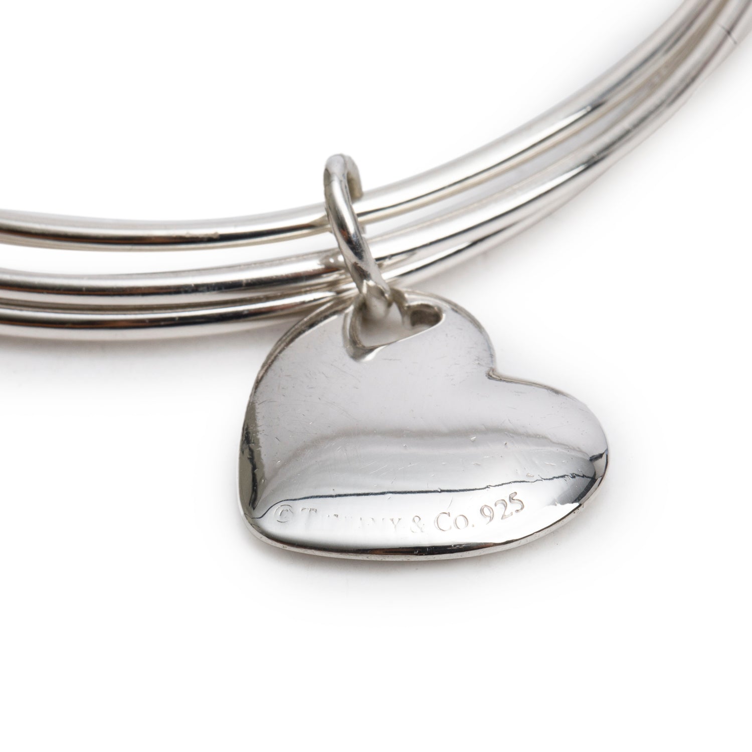 Tiffany & Co. Sterling Silver Stencil Heart Triple Bangle Bracelet