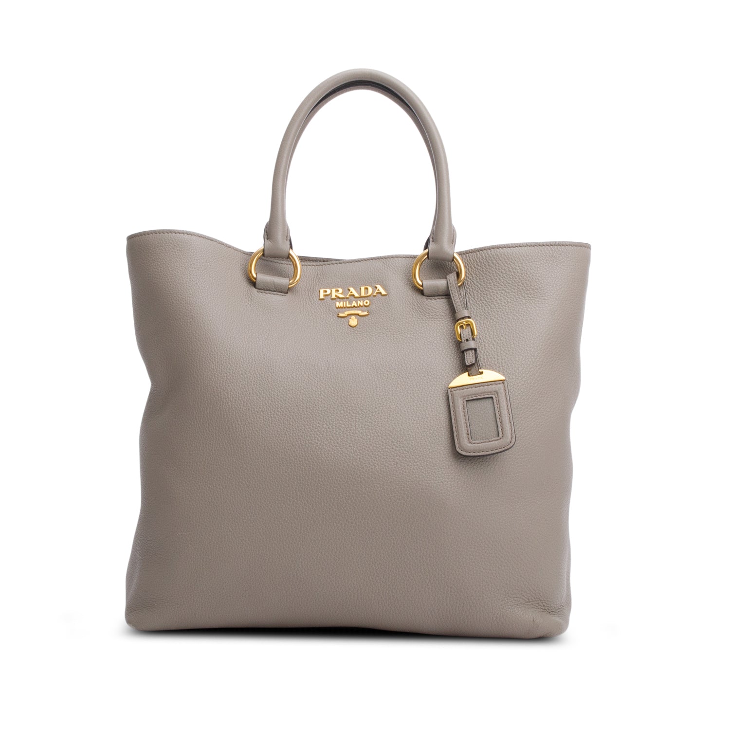 Prada Grey Vitello Phenix Convertible Shopper Tote w/ Strap