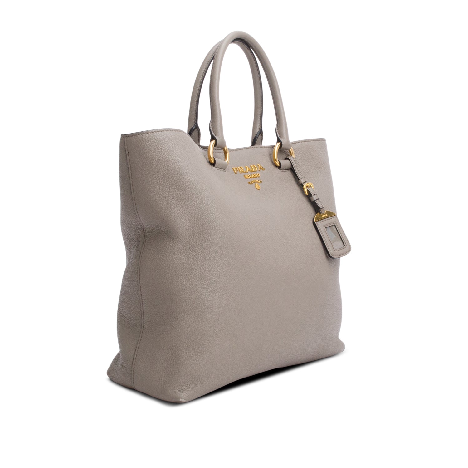 Prada Grey Vitello Phenix Convertible Shopper Tote w/ Strap