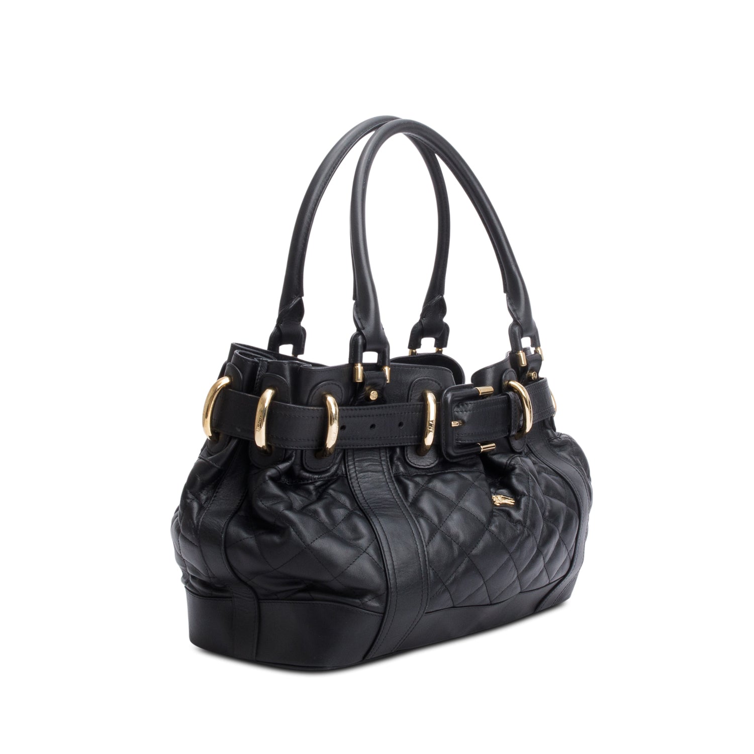Burberry Black Quilted Calfskin Leather Beaton Bag