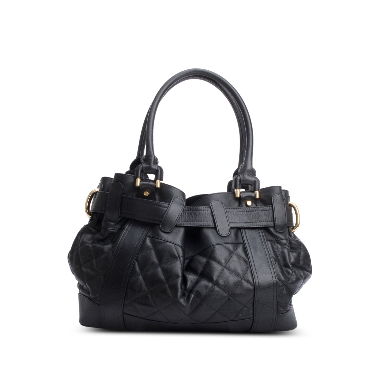 Burberry Black Quilted Calfskin Leather Beaton Bag