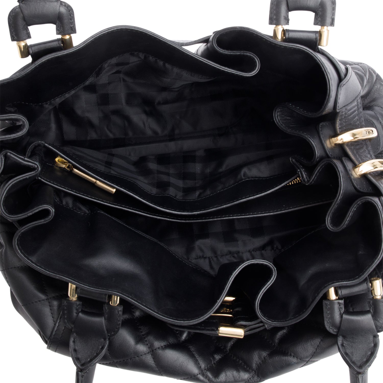 Burberry Black Quilted Calfskin Leather Beaton Bag