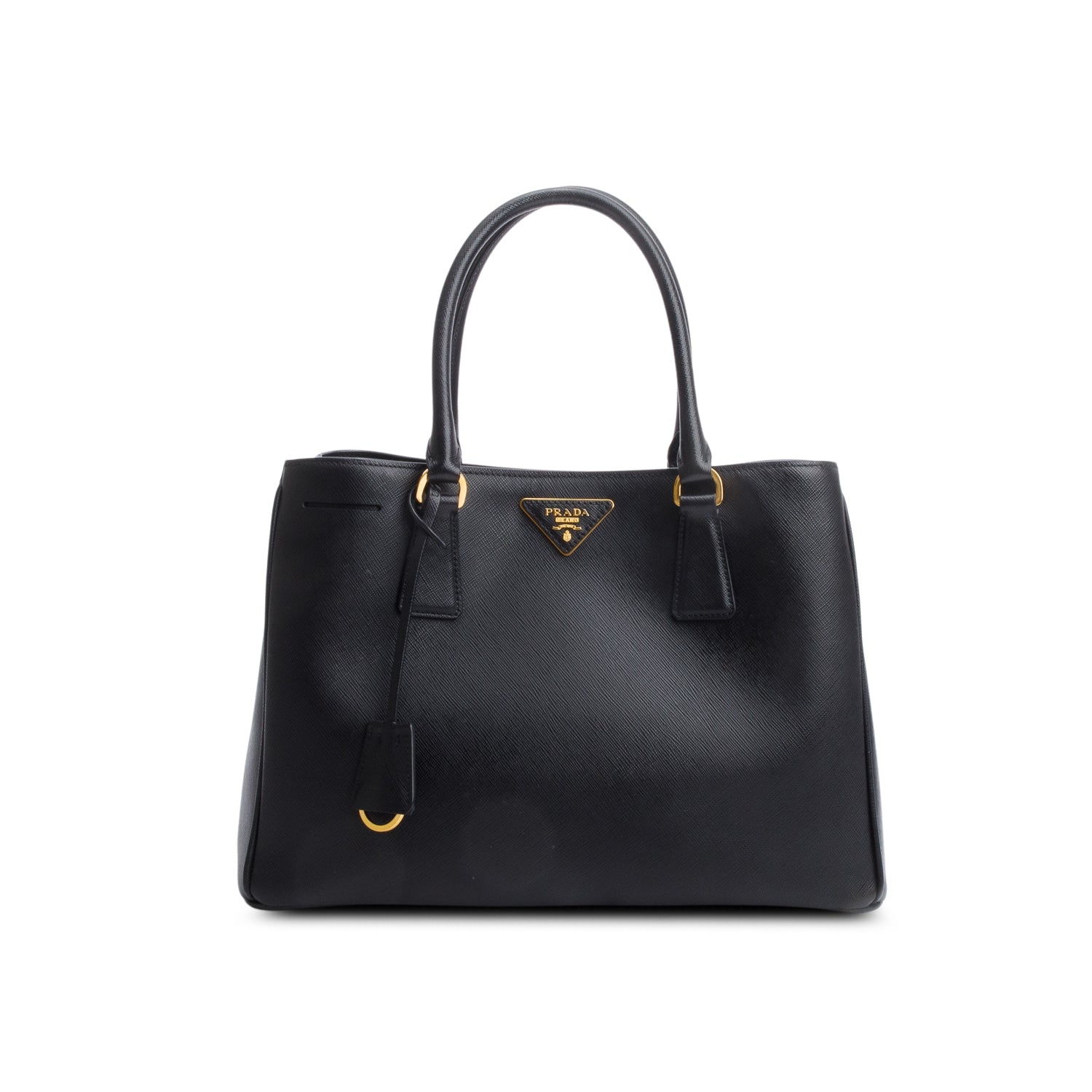 Prada Black Saffiano Lux Leather Medium Tote w/ Strap
