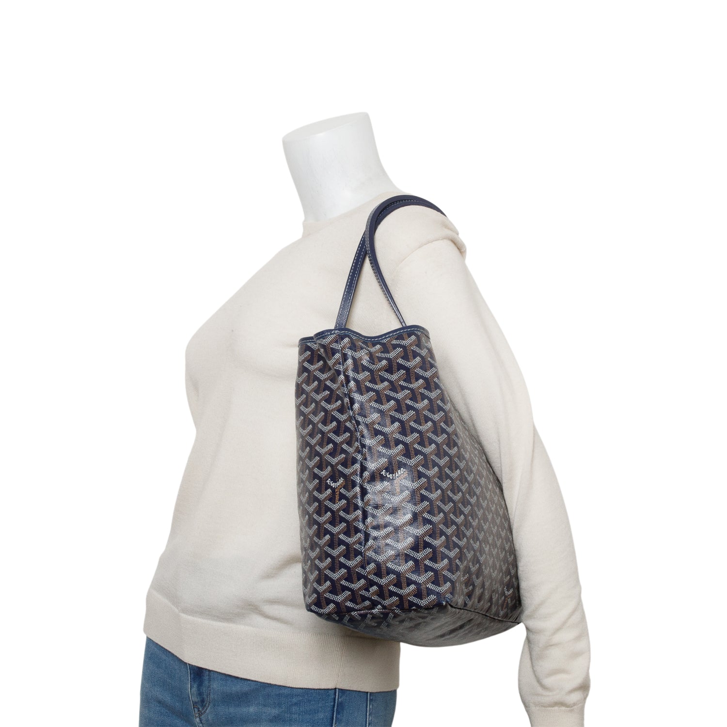 Goyard Navy Saint Louis PM Tote w/ Pouch
