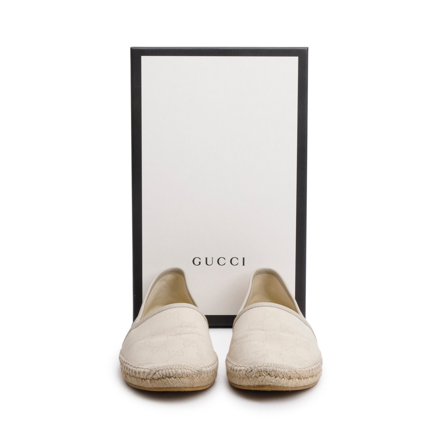 Gucci Grey GG Canvas Espadrille, Size 38 w/ Box