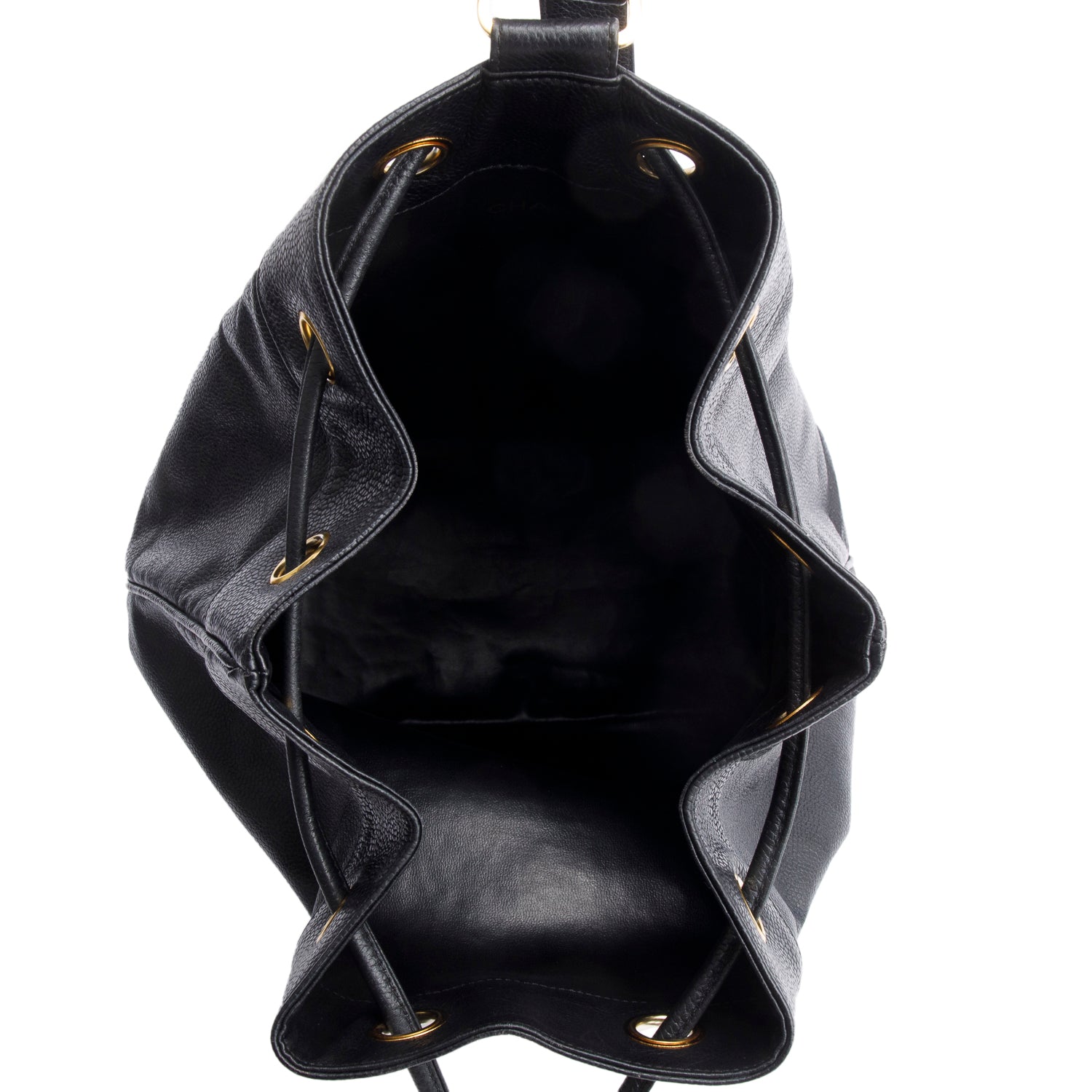 Chanel Black Caviar Drawstring Sling Bag