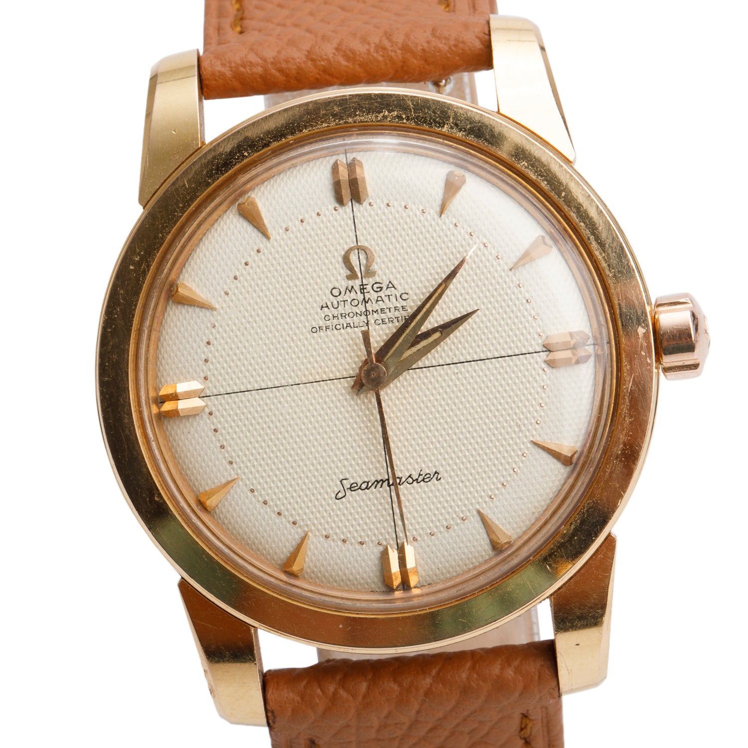 Omega Vintage 18k Rose Gold Seamaster 34.5 MM Automatic Watch