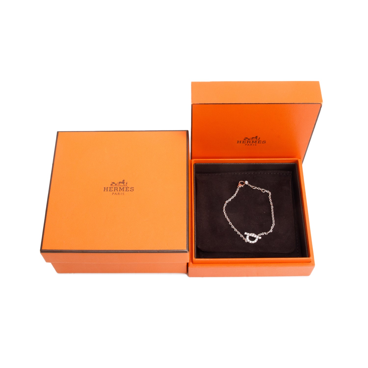 Hermes 18k White Gold Diamond Finesse Bracelet w/ Box