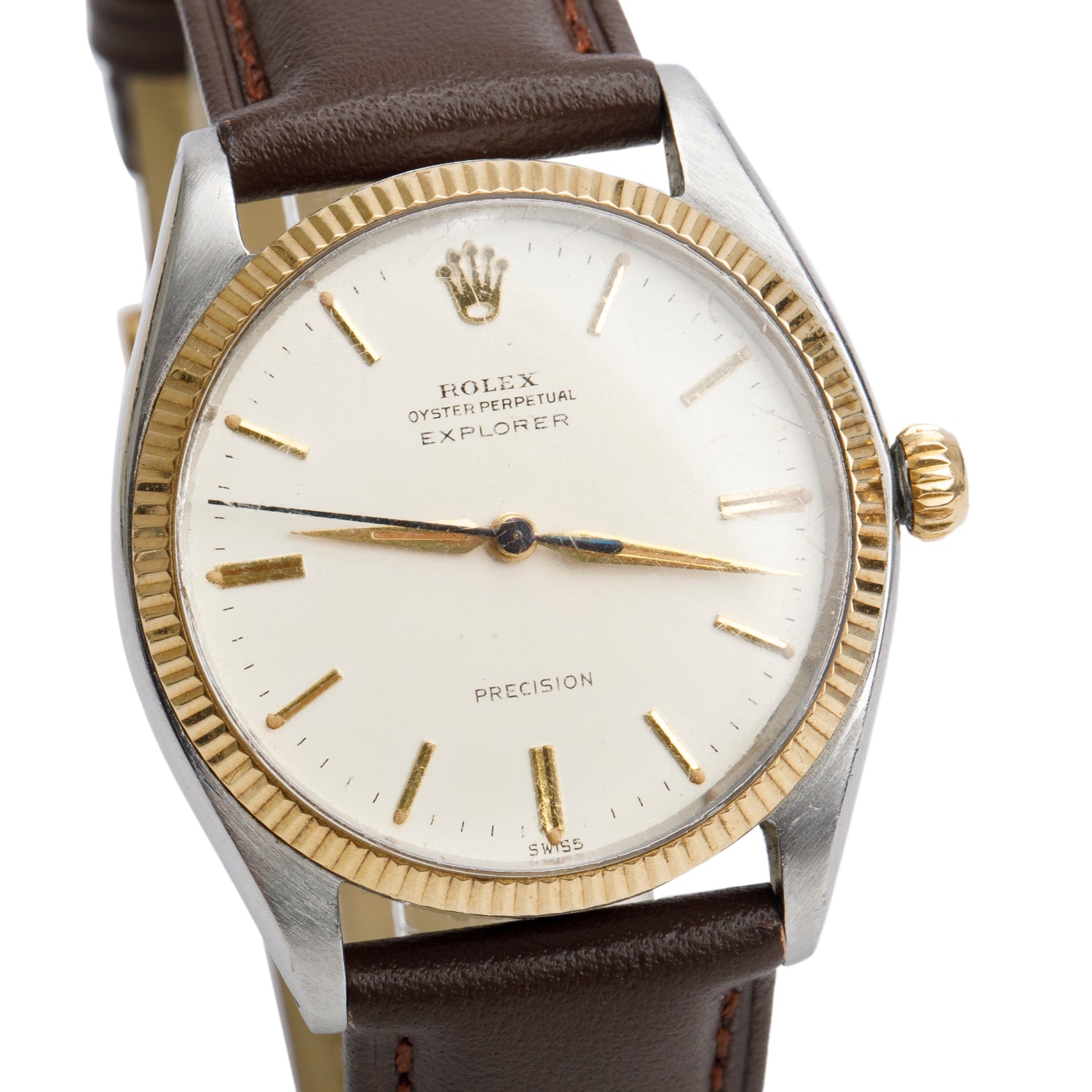 Rolex Vintage Stainless Steel & 14k Yellow Gold Explorer 34 MM Watch 5501