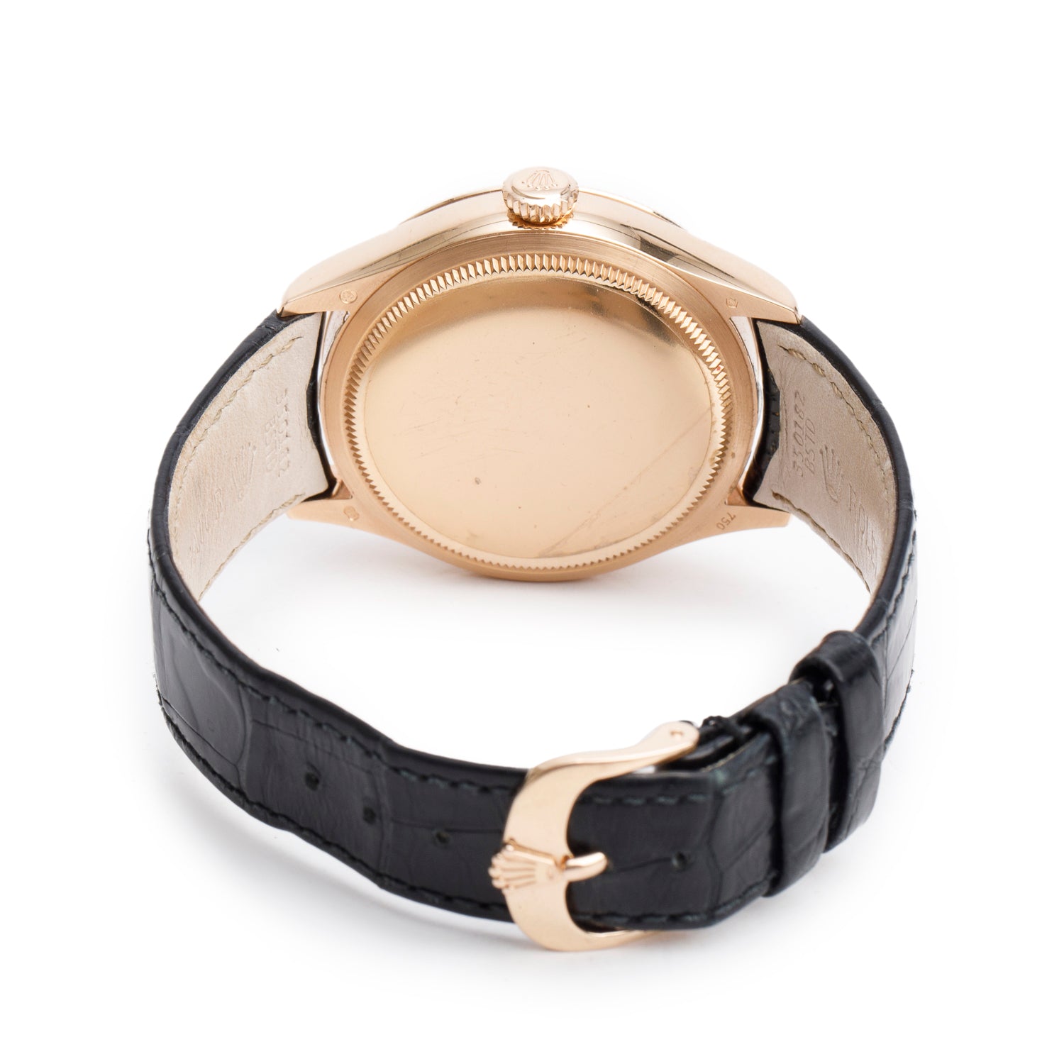 Rolex 18k Rose Gold Cellini Dual Time 39 MM Automatic Watch Black Dial 50525 w/ Box & Papers