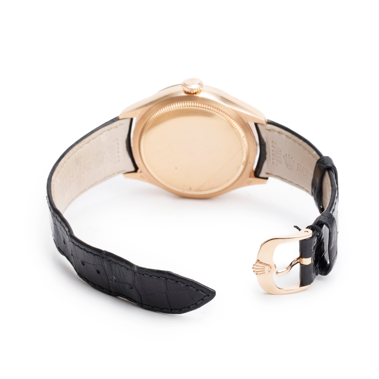 Rolex 18k Rose Gold Cellini Dual Time 39 MM Automatic Watch Black Dial 50525 w/ Box & Papers