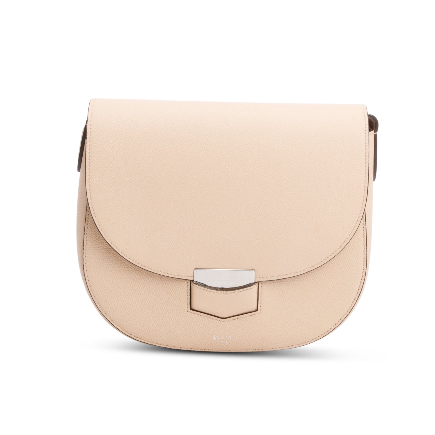 Celine Beige Grained Calfskin Medium Trotteur Crossbody Bag