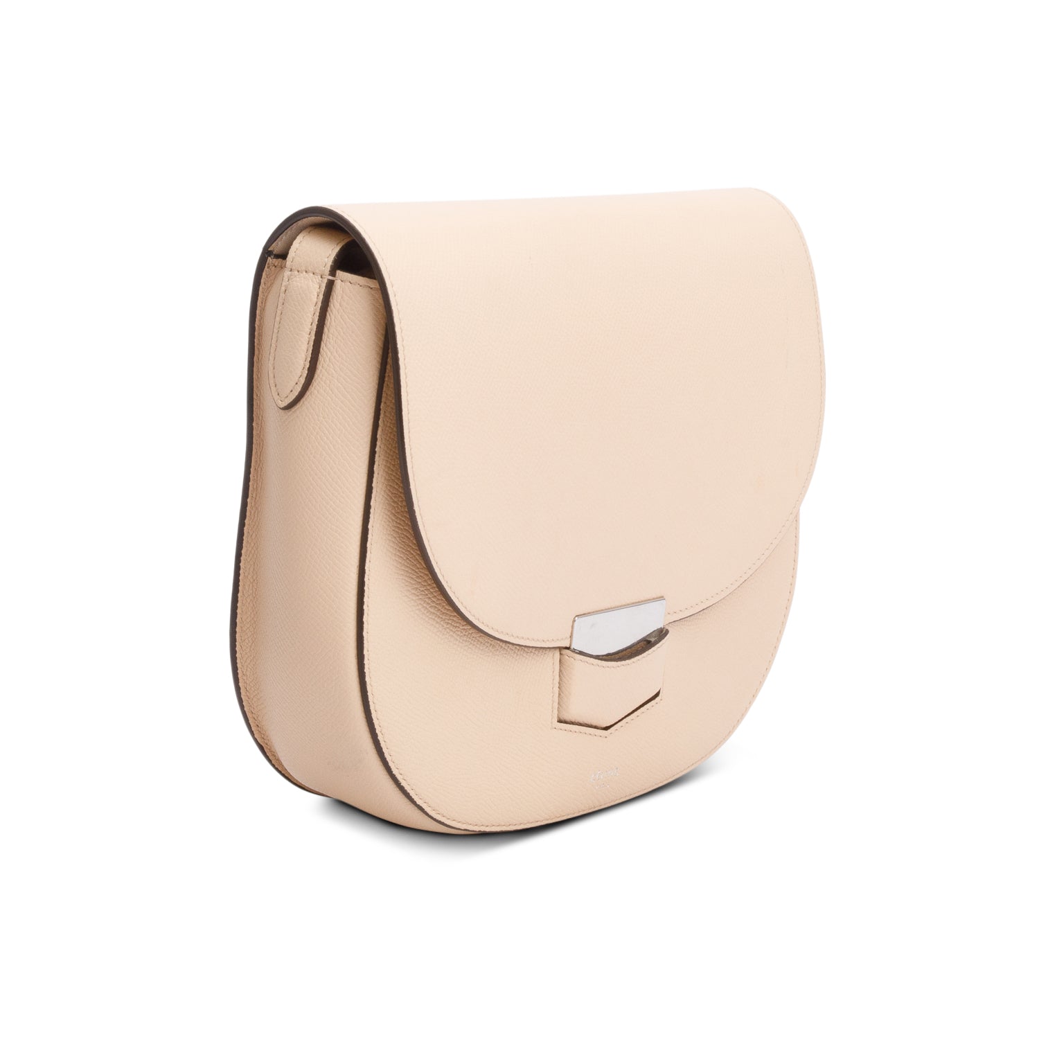 Celine Beige Grained Calfskin Medium Trotteur Crossbody Bag