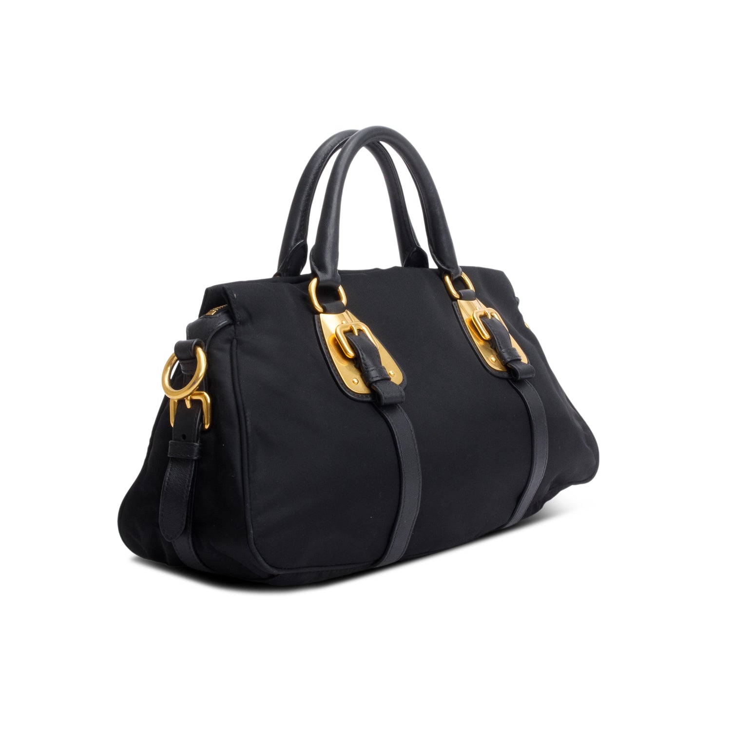 Prada Black Nylon Tessuto Soft Calf Handle Bag