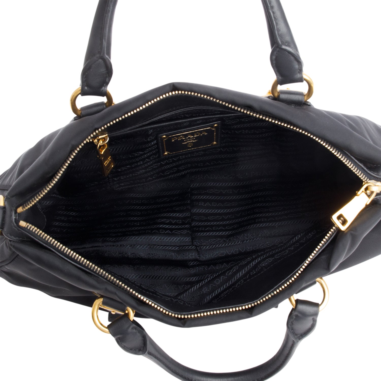 Prada Black Nylon Tessuto Soft Calf Handle Bag