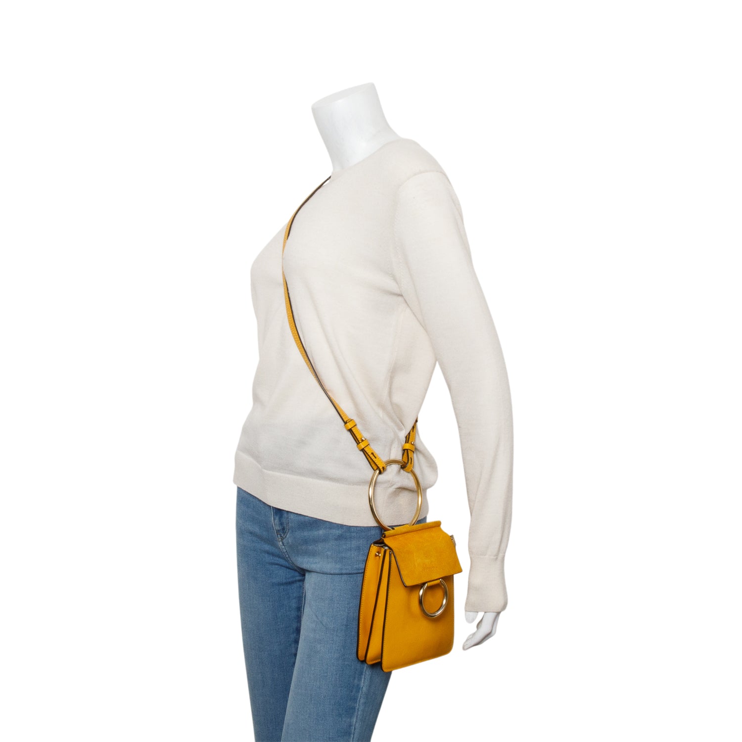 Chloe Yellow Suede Calfskin Mini Faye Bracelet Bag w/ Strap