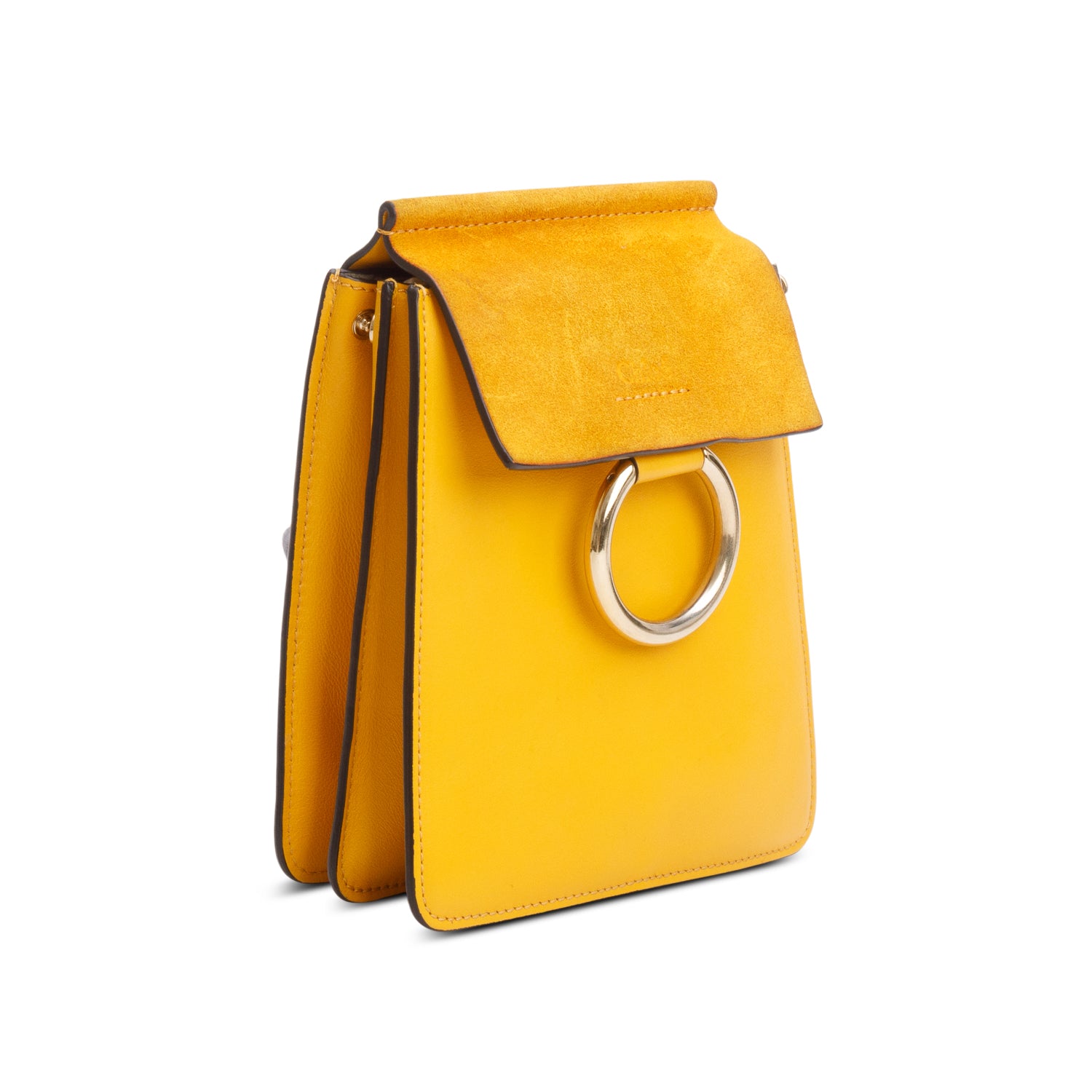 Chloe Yellow Suede Calfskin Mini Faye Bracelet Bag w/ Strap
