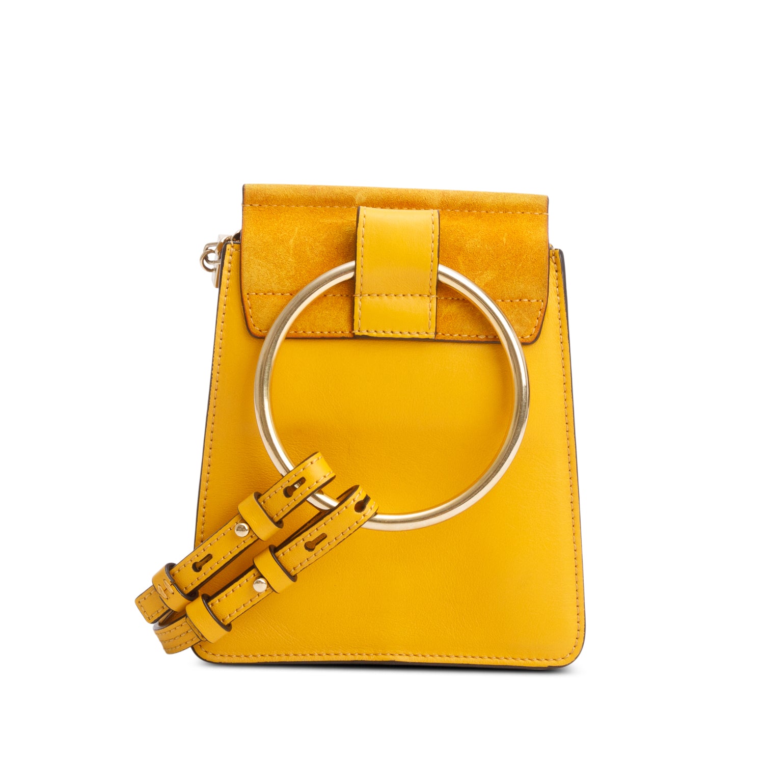 Chloe Yellow Suede Calfskin Mini Faye Bracelet Bag w/ Strap