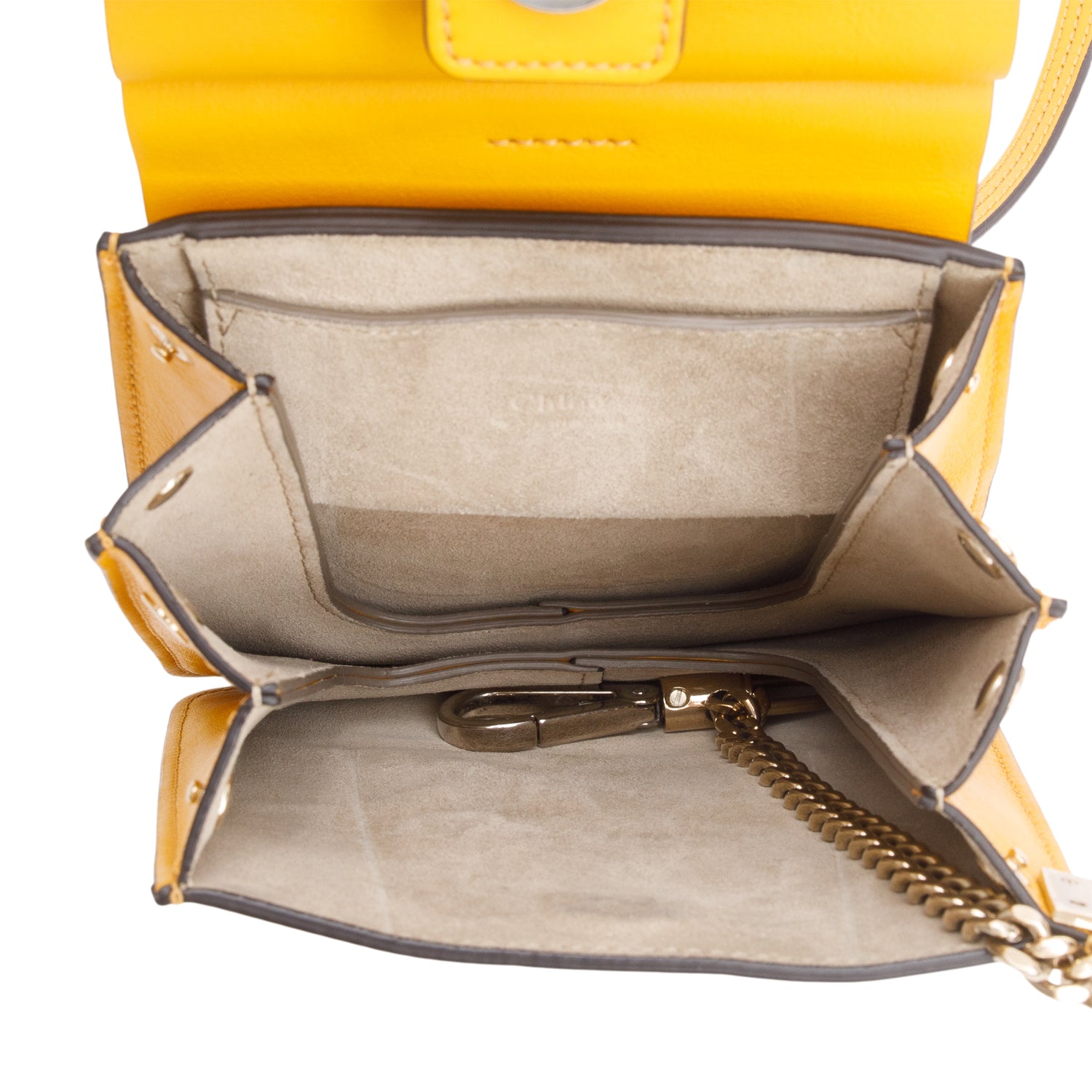 Chloe Yellow Suede Calfskin Mini Faye Bracelet Bag w/ Strap