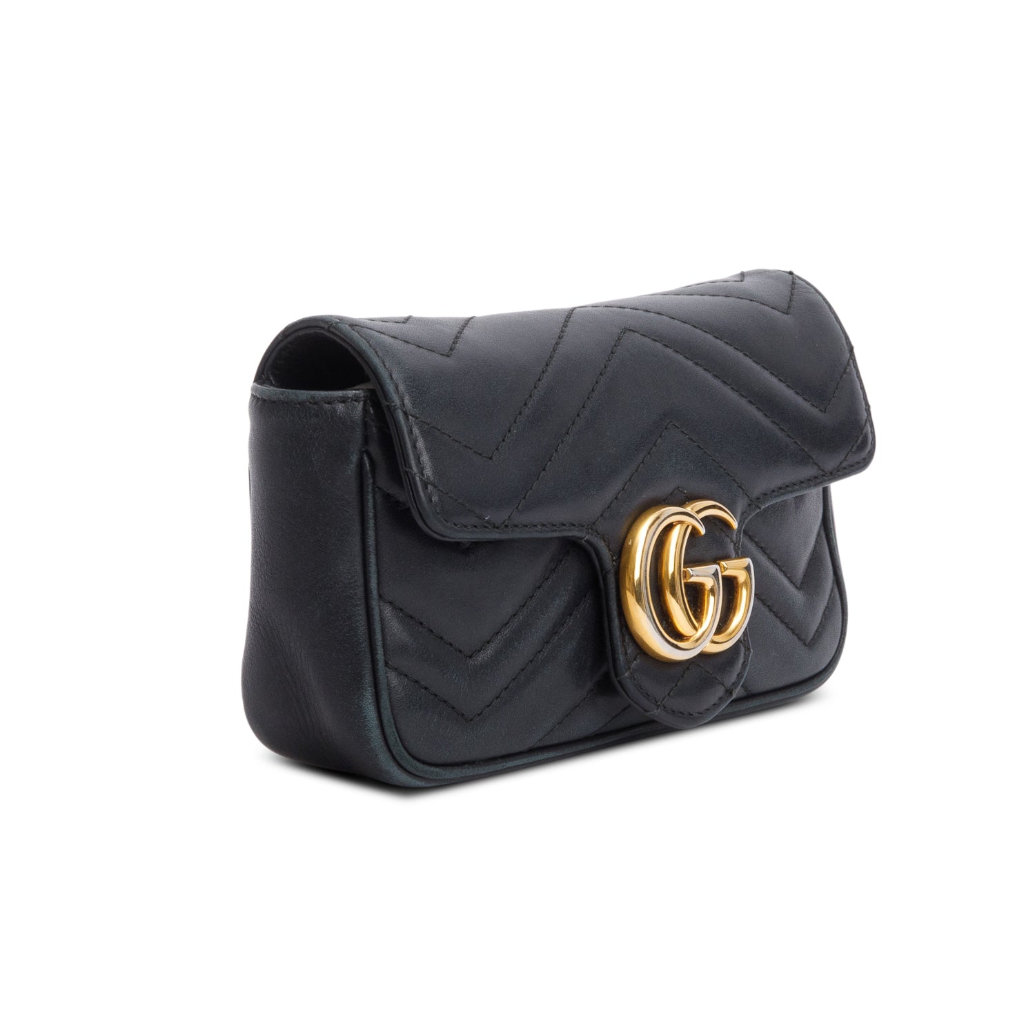Gucci Black GG Marmont Matelasse Leather Super Mini Bag