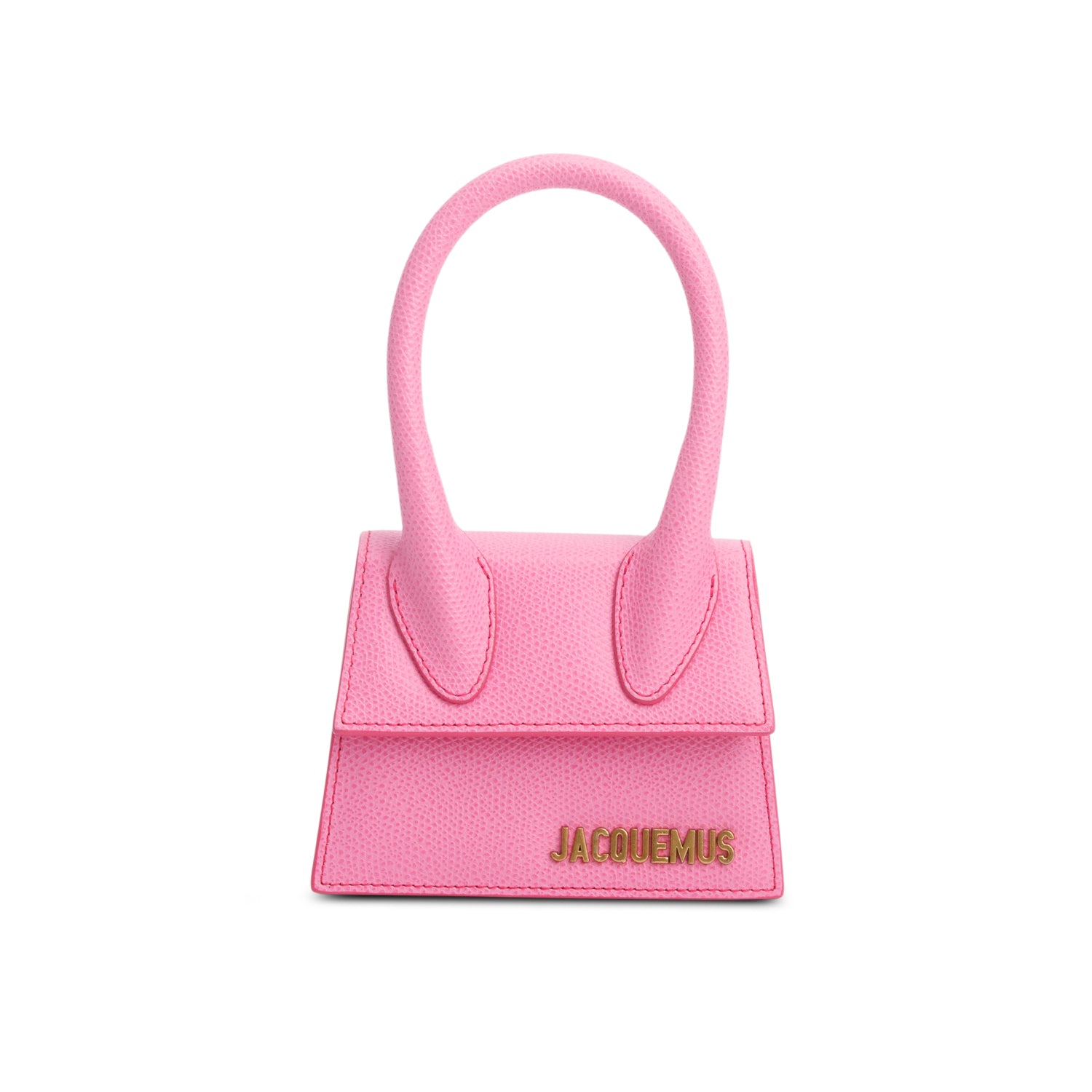 Jacquemus Pink Embossed Calfskin Leather Mini Signature Le Chiquito Handle Bag w/ Strap